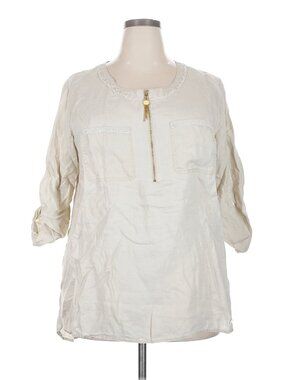 Ellen Tracy 100% linen tunic blouse